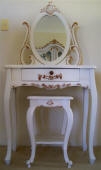 Shading of Gold Leaf on White Painted Dressing Table & Stool