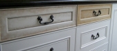 Drawers - showing variation of painted aged finishes with gold highlighting