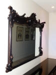 18th Century French Mirror painted black with Crackle Finish & Gold Highlights